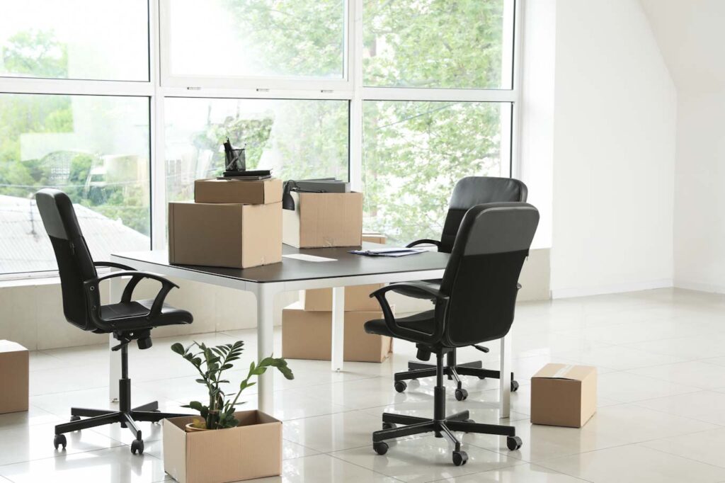 Commercial Movers in Allentown PA, chairs, desks, equipment, boxes, office relocation moving company